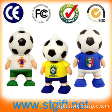 Wholesale Factory Bulk Cheap World Cup Brazil 2014 Promotional Item Gift Rubber Football Pen USB Flash Drive 2GB